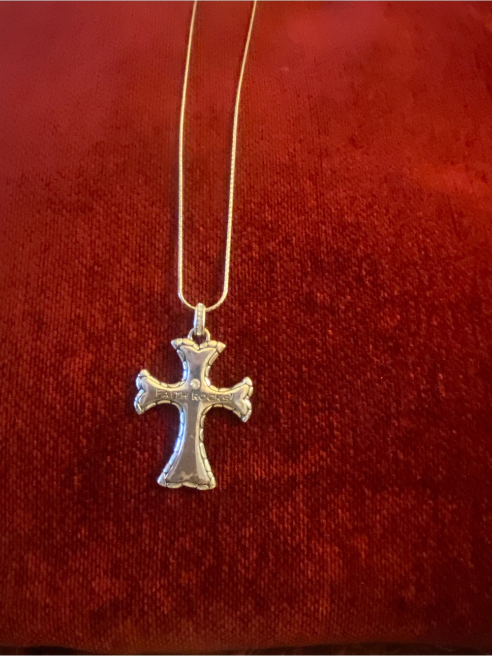 Brighton Faith Rock Silver Cross Pendant Necklace